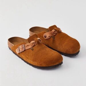Birkenstock Women's Boston Braided Suede Slip-On Clog - color Mink - size 9 / 40